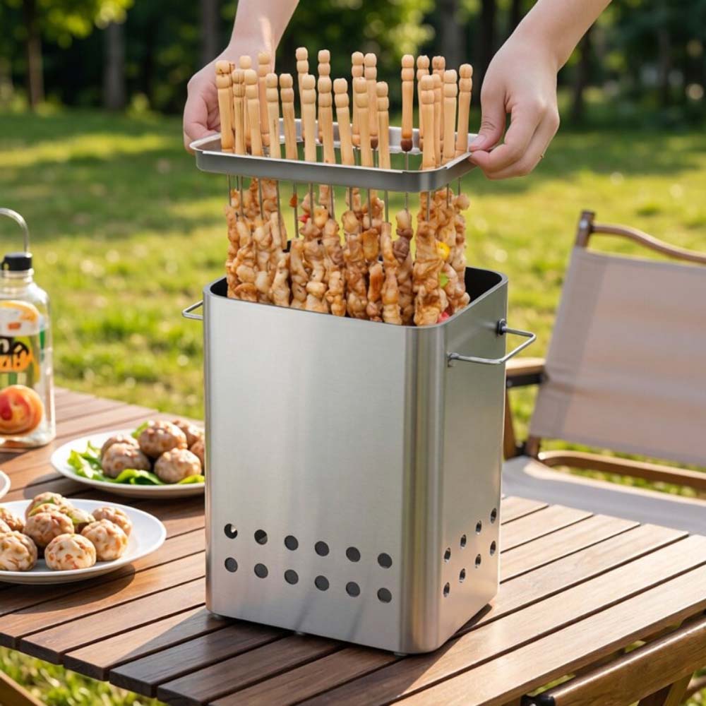 无油烟烧烤神器吊炉烧烤架木炭烤肉烤串家用野外户外不锈钢碳烤炉